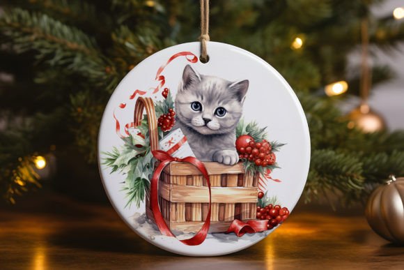 British Cat Christmas Ornament 1