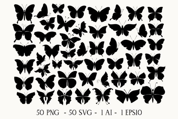 Butterfly Silhouettes Clipart Svg Bundle