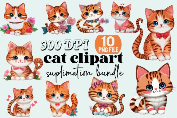 Cat Clipart Sublimation Bundle