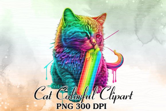 Colorful Cat Watercolor Print