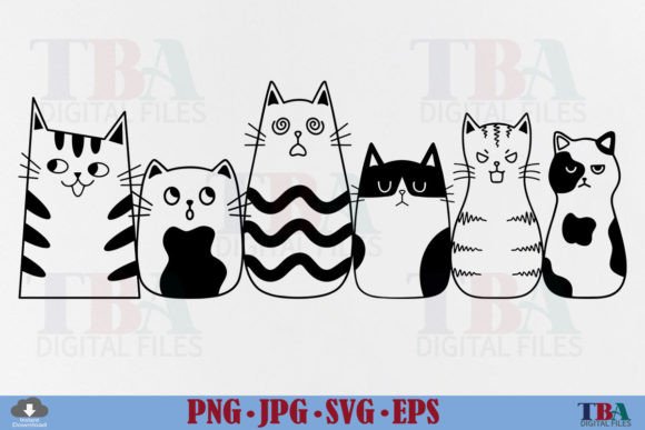 Cute Doodle Cat Line Art