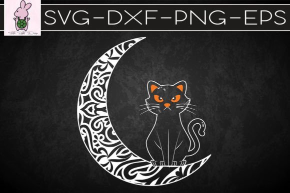 Moon Cat Playful Crescent Moon Witch