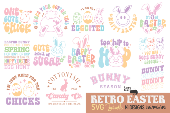 Retro Easter SVG Design Bundle