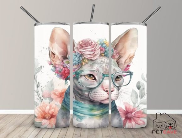 Sphynx Cat Watercolor Tumbler 20 Oz