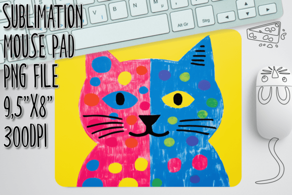 Vibrant Cat Cartoon Mouse Pad Pattern